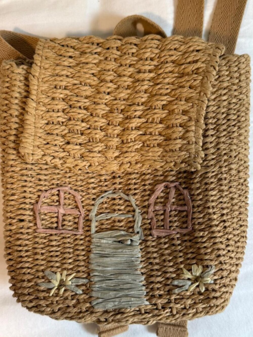 Zara Woven Straw Cottage Backpack Boho Bag
